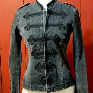 Jill Stuart - Black Denim Jacket - Vintage military style. Size 2